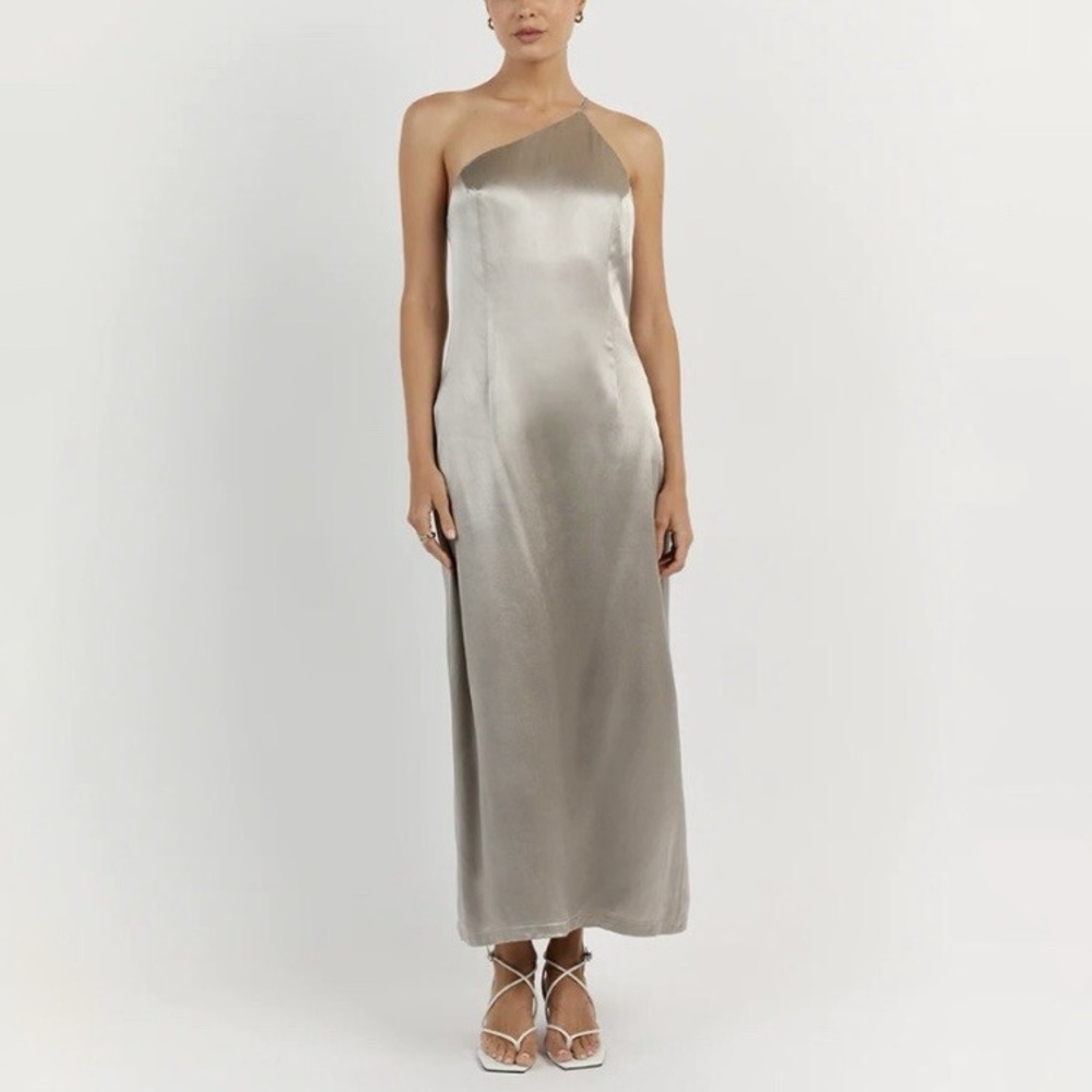 Dissh Pewter Grey Rio One Shoulder Maxi Dress